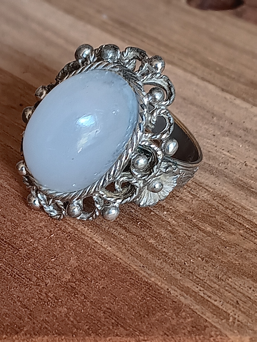 Emmons Cocktail RING Flower Floral Silver Tone Adjustable Vintage Signed